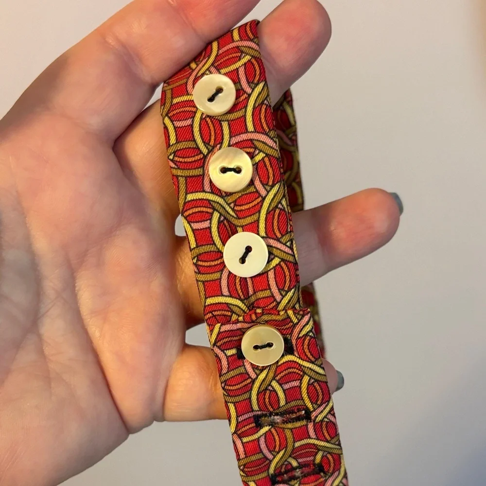 Carrot & Gibbs Handmade Pure Silk Red With Geometric Pattern Adjustable Bow Tie